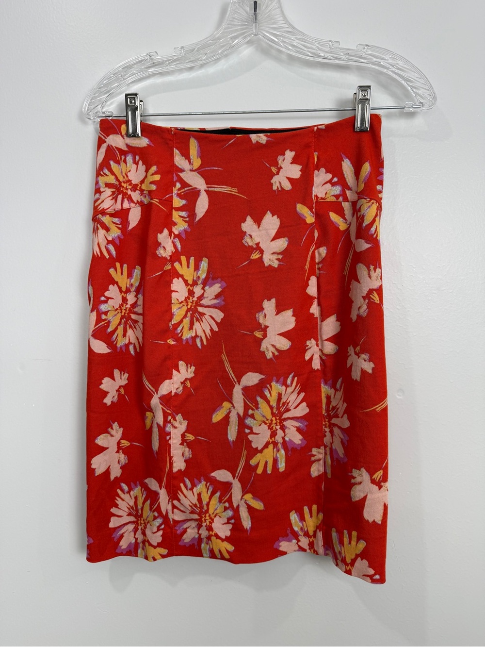 Lysse Red Floral Pencil Skirt with Pink and Yellow Accents